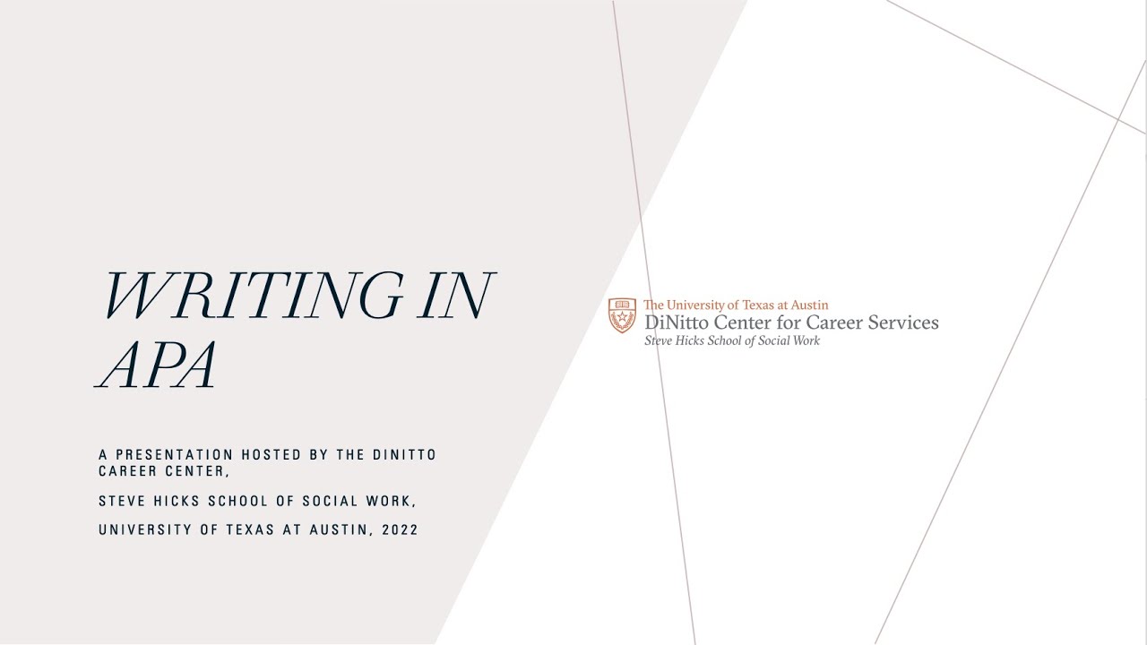 Writing Workshop: Writing in APA