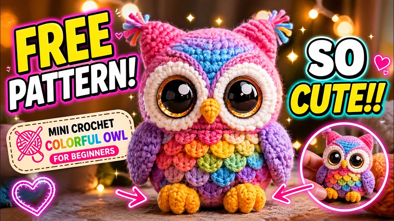 Mini Crochet Colorful Owl 🧶 Free Pattern for Beginners | 