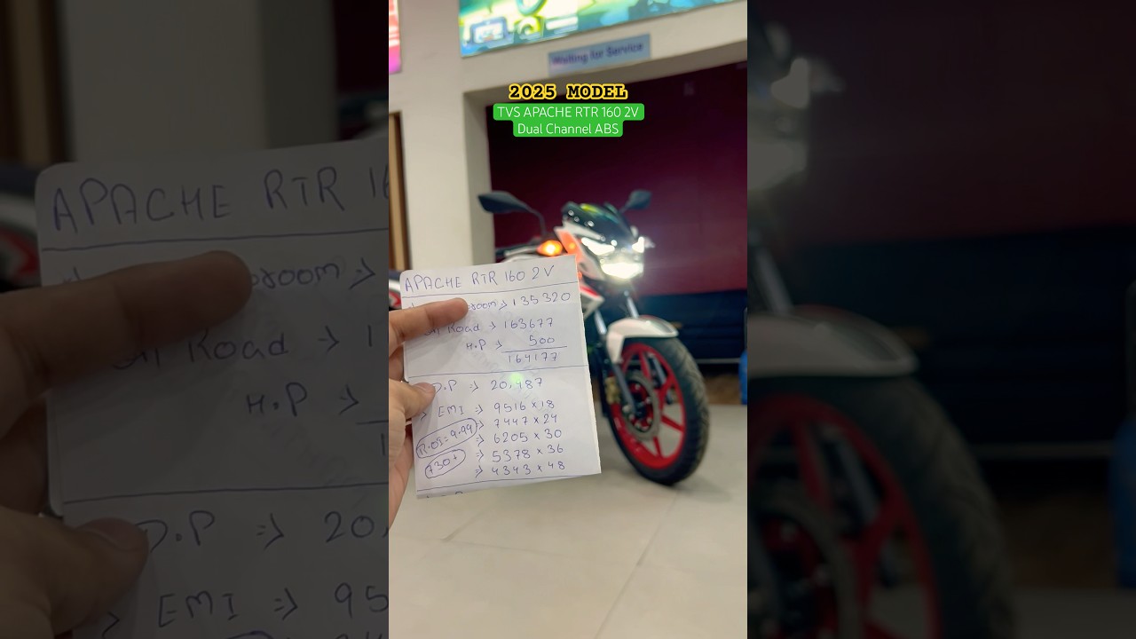 TVS Apache RTR 160 Down Payment & Monthly EMI? #shorts #tvs #apache #ytshorts #shubhamyadawans