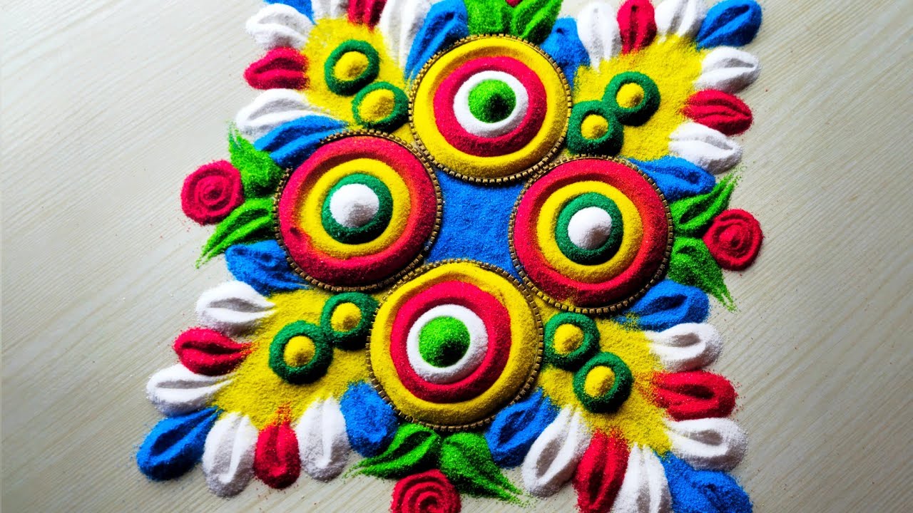 The Devine Dance Rangoli/Muggulu designs without dots simple/Rangoli by vino#rangolidesigns​