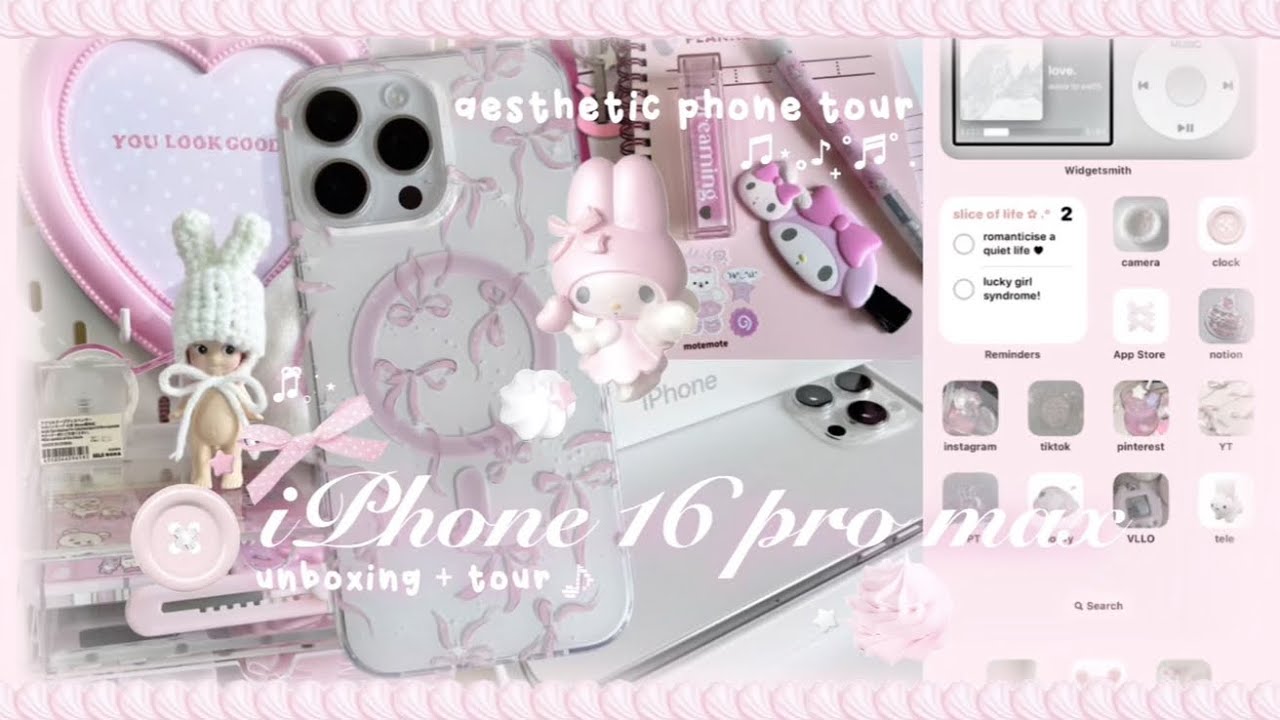 🎀 iPhone 16 Pro Max unboxing: aesthetic pink set up, what’s on my phone ୨ৎ ₊˚⊹