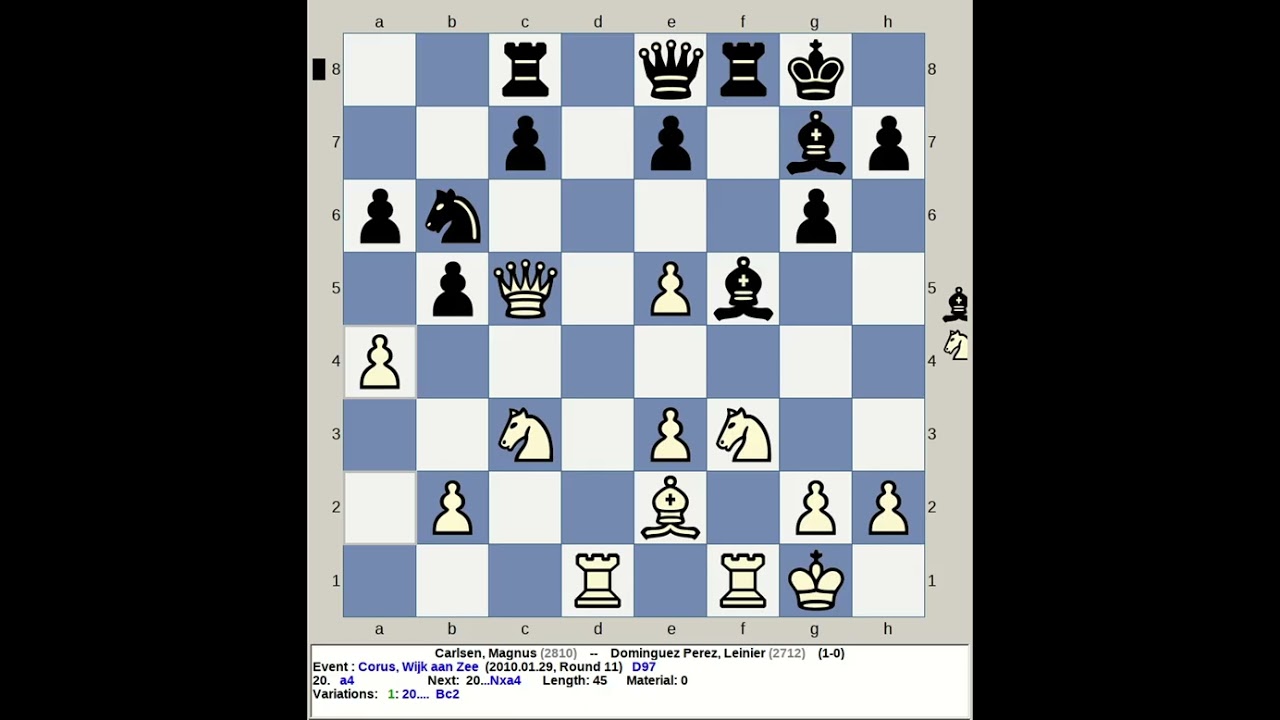 Carlsen, Magnus vs Dominguez Perez, Leinier | Corus Chess 2010, Wijk aan Zee 2010, Netherlands