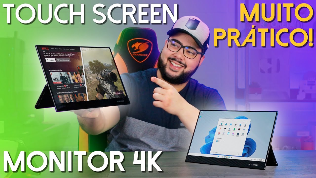 Quê tela LINDA! 😍 Monitor 4k Portátil, Com HDR, Touch, USB-C e HDMI! Blitzwolf PCM8