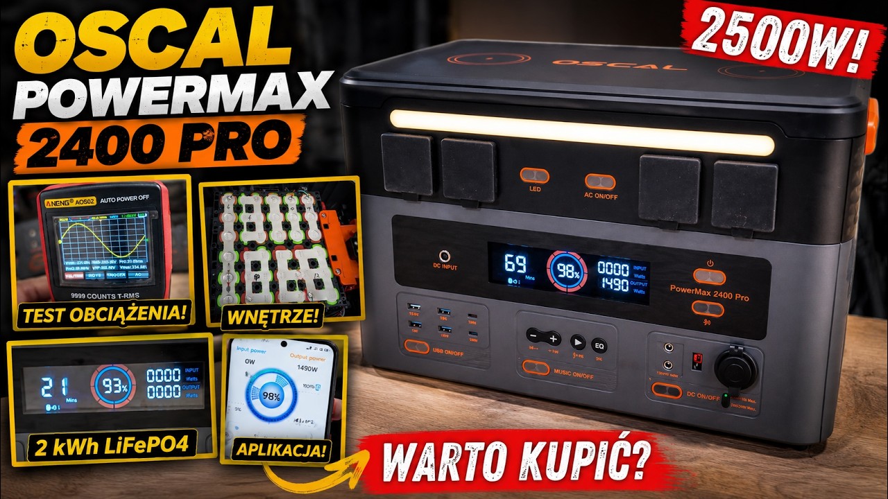 OSCAL PowerMax 2400 PRO &ndash; najlepsza stacja 2 kWh? Test i rozbi&oacute;rka! - Mobilny OffGrid z Aliexpress