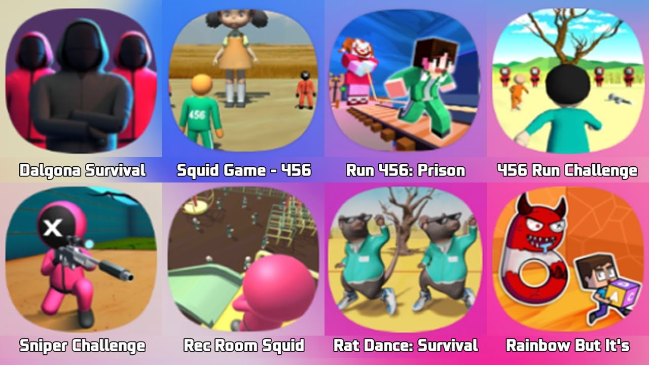 Dalgona Squid Candy Game, Sniper Challenge, K Run 3D, Survival Challenge   3D Battle, Squid Doll 3D