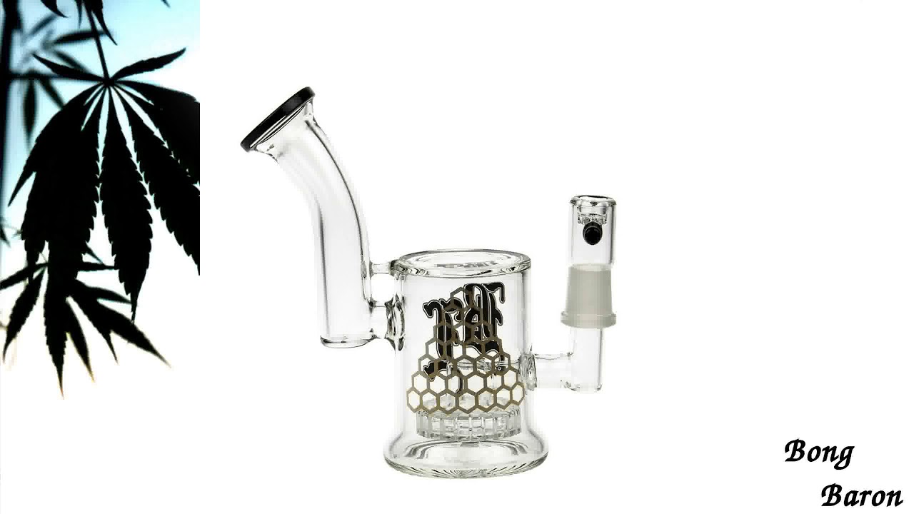 Black Leaf Glass Mini Bong with Drum Perc