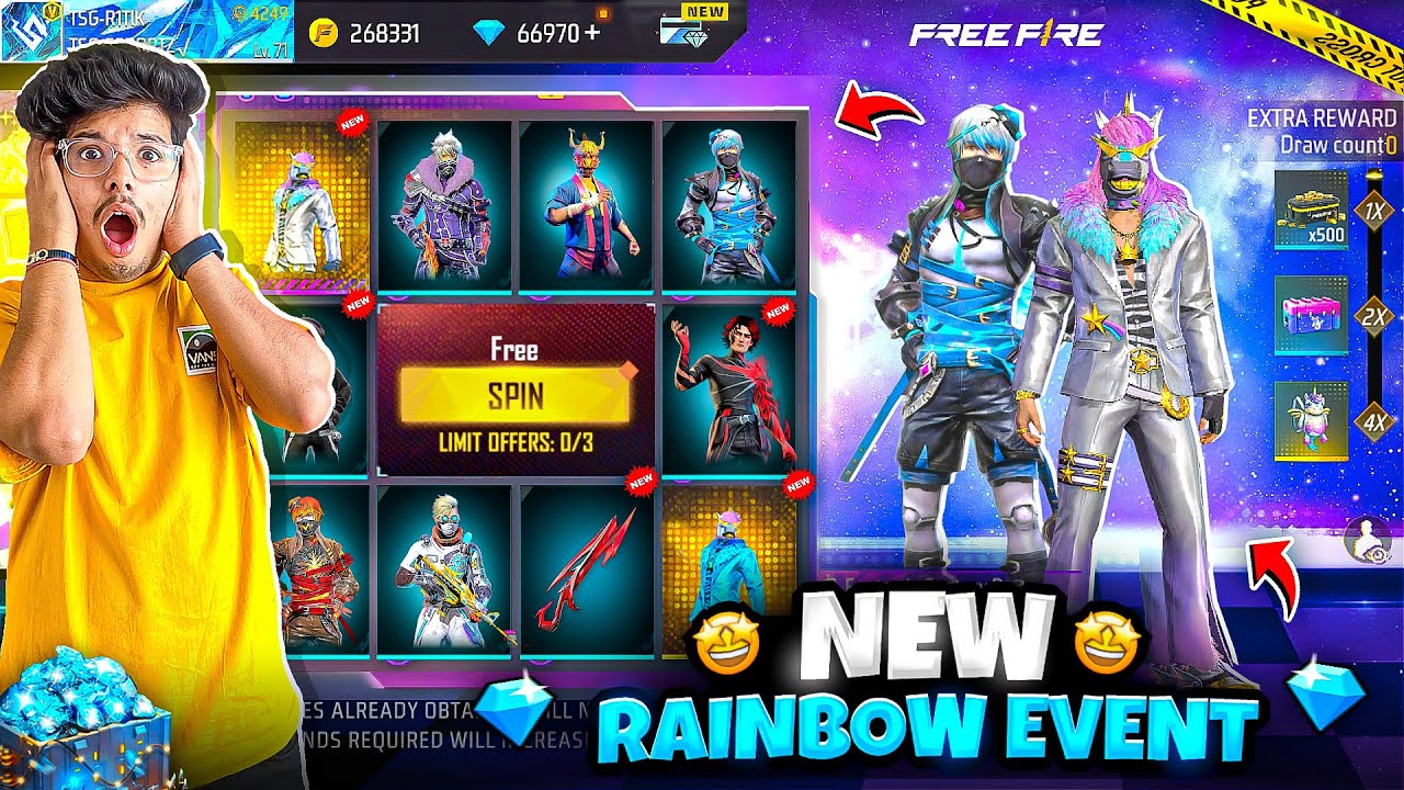 free fire New Rainbow Event I Got New Bundles And M1887 Gun Skins 😍💎 - free fire