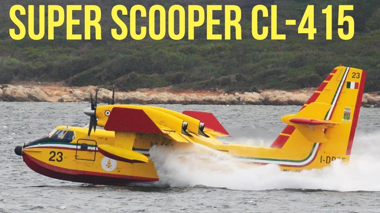 Super Scooper CL-415 firefighting plane - Stock Footage