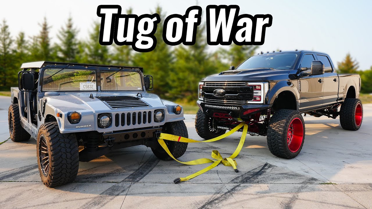 Tug of War: Military Hummer vs. F-350 Sema Truck