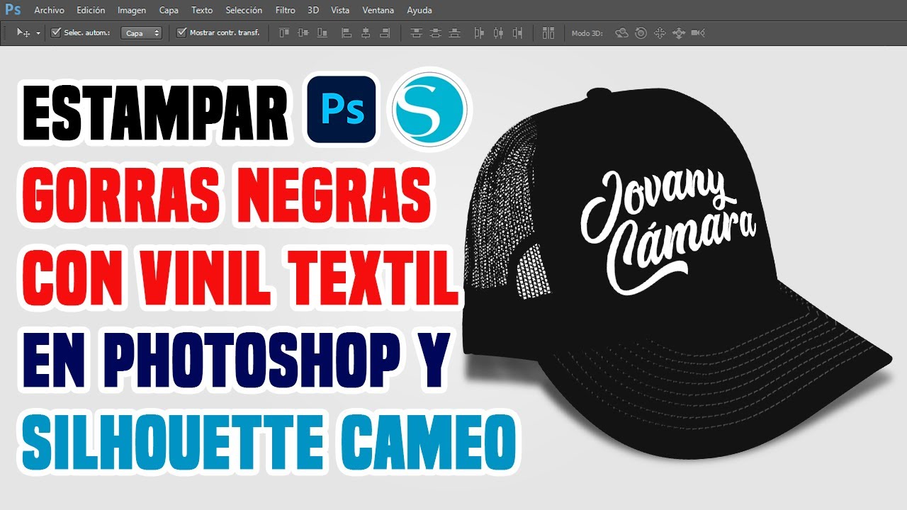 Estampar Gorras Negras Con Vinil Textil en Photoshop y Silhoutte Cameo.