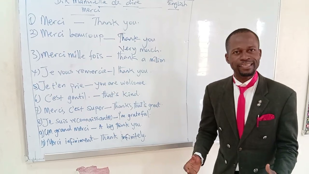 Dix manière de dire Merci en français en Anglais : Ten ways to thank you in French and English.