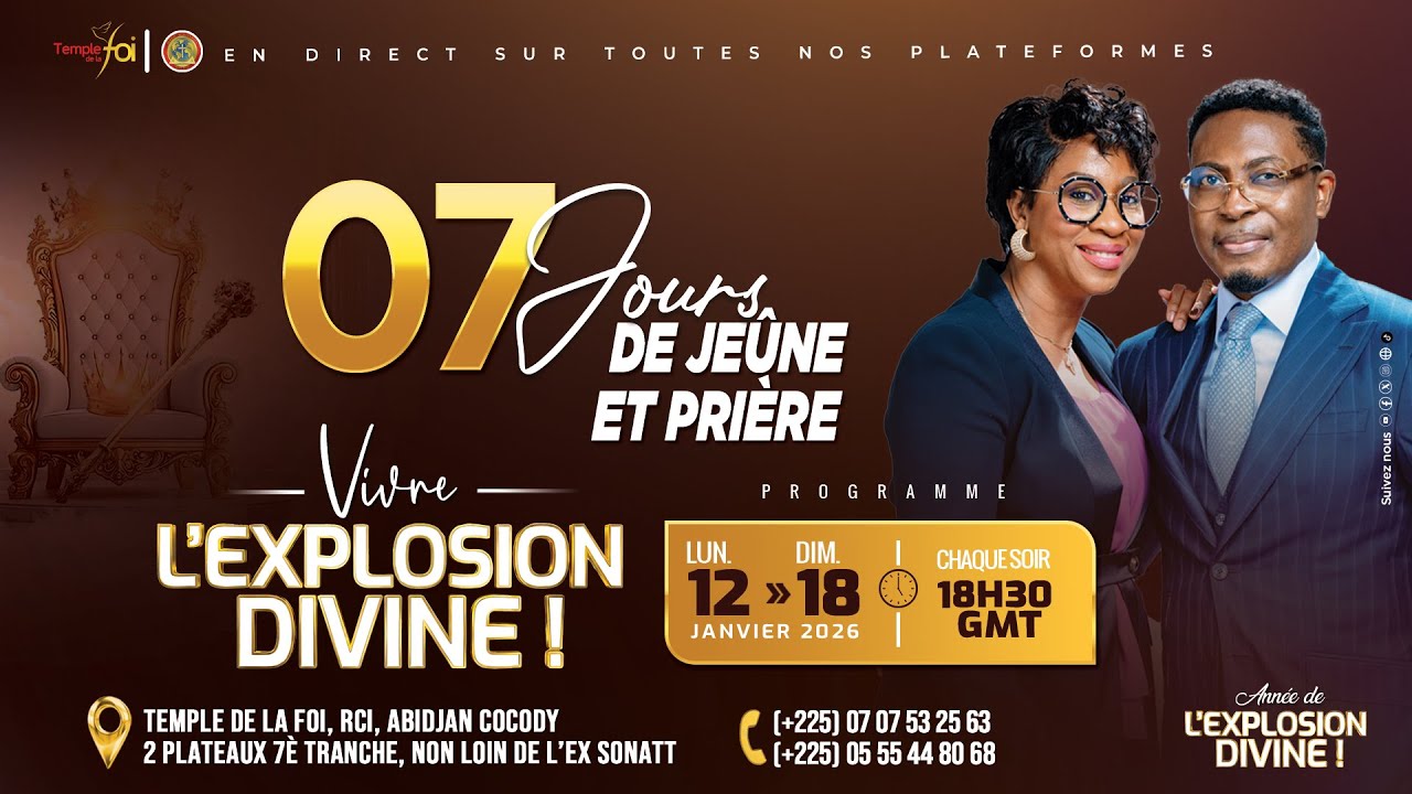 🔥7JOURS DE JE&Ucirc;NE (5&Egrave;ME JOUR) - 16 JANVIER 2026 / TEMPLE DE LA FOI✨🔥