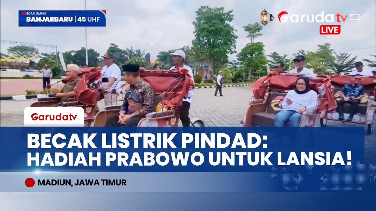 Solusi Ekonomi Hijau! Presiden Prabowo Salurkan 200 Becak Listrik Pindad untuk Lansia di Madiun