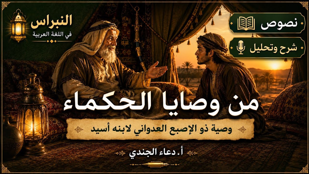 من وصايا الحكماء , وصية ذو الإصبع العدواني لابنه أسيد - شرح وتحليل @النبراس في اللغة العربية