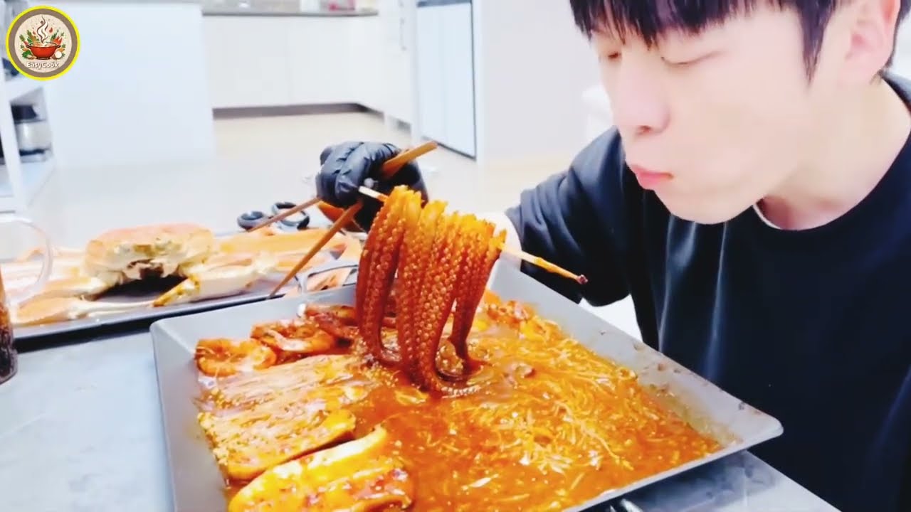 Handsome Man Enjoys Eating Seafood | So Delicious & Very Nice 👌