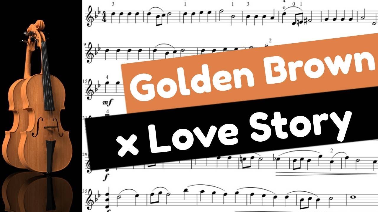 Golden Brown Love Story au violon avec partition défilante