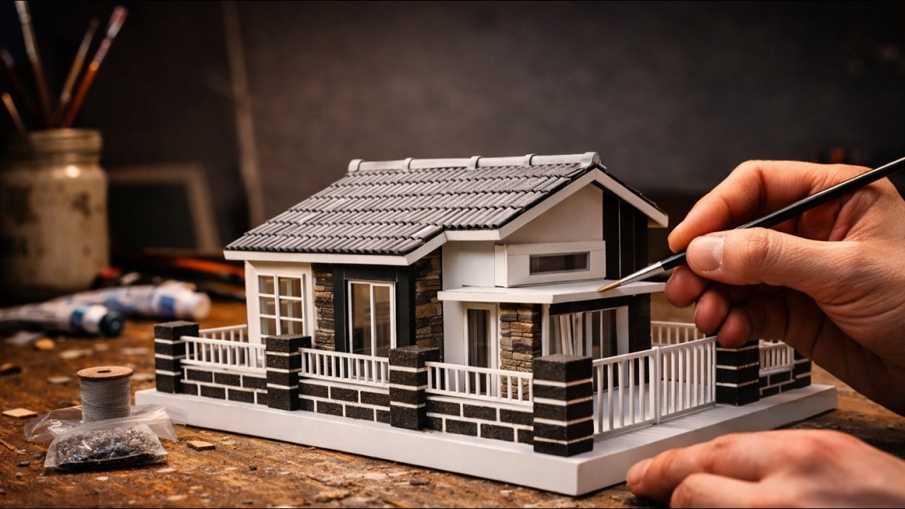 Amazing Miniature Modern House DIY 🏡 Realistic Cardboard Build – Satisfying Step by Step