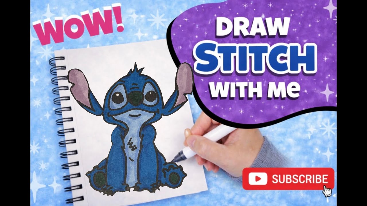 How to Draw Stitch (My Own Version) | Cute Alien Drawing Tutorial 💙