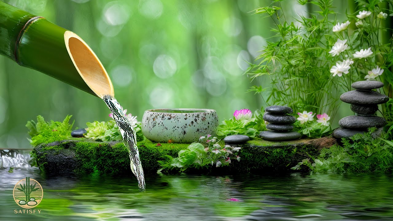 Sleeping Music for Deep Sleeping 😴 Bamboo Water Sound and Soothing Music, Stress Relief, Meditation