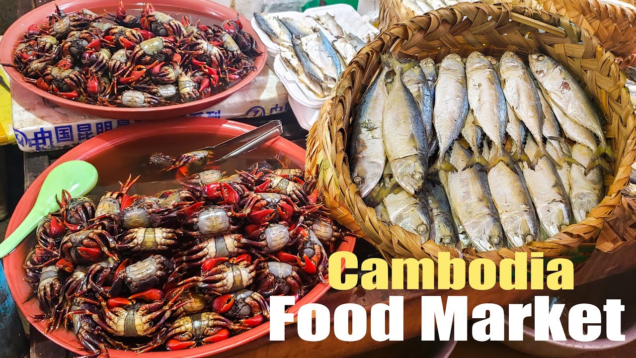 Cambodian Food Market -Views of Vegetables, Fish, Fruit & more at Phsar Leu Market in Siem Reap