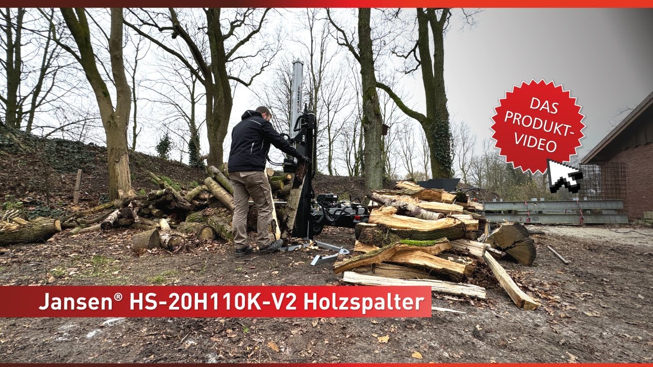 Holzspalter Jansen® HS-20H110K-V2, KOMBI, Benzin+Elektro, 20 t, stehend