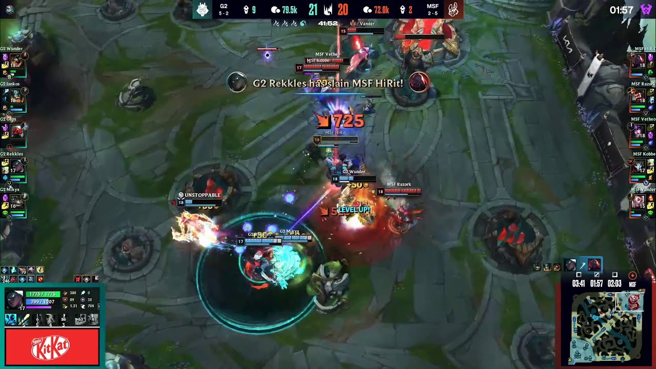 Rekkles Quadra Kill || G2 vs MSF || LEC || League of Legends