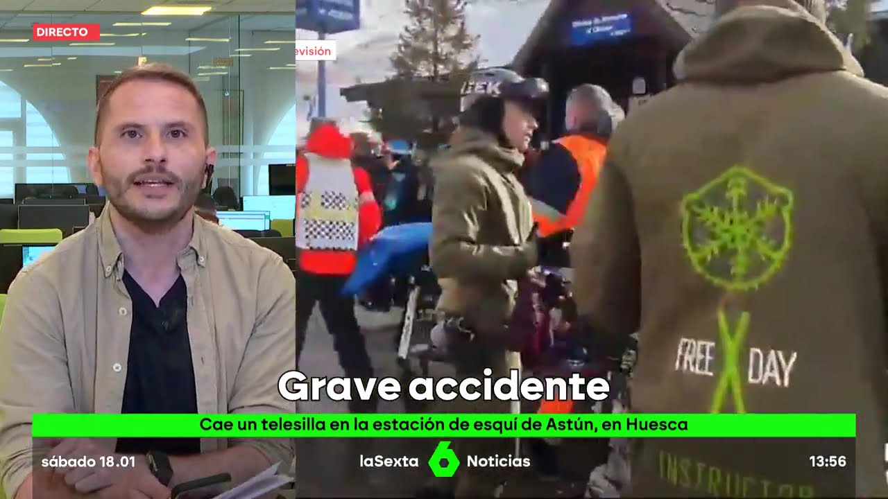 Accidente en el telesilla de la estación de esquí de Astún, en Huesca, en 'laSexta Noticias'