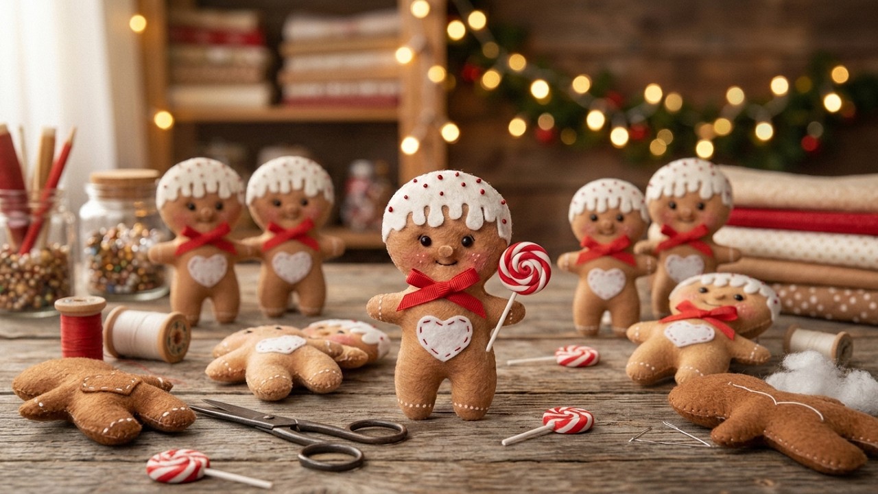 Como Fazer Boneco de Natal em feltro / Diy Boneco de gengibre
