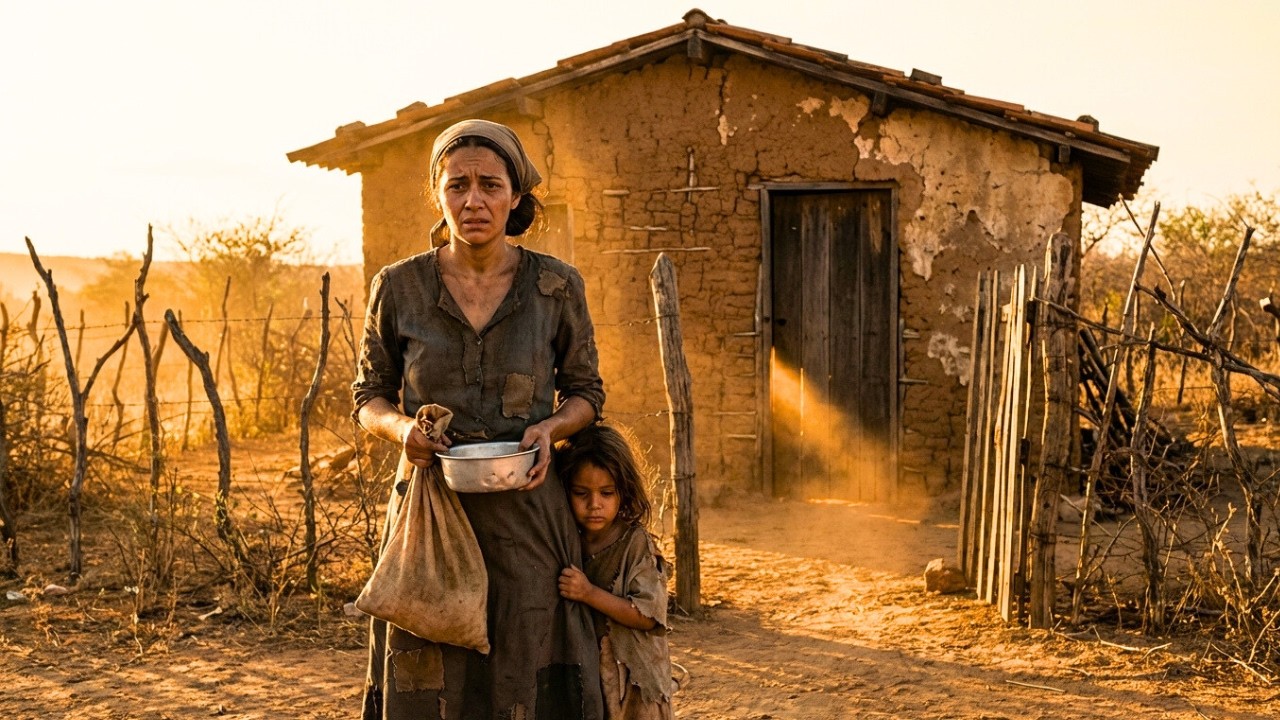 Viúva fica SEM COMIDA com a filha… mas encontra uma CASA DE BARRO abandonada…e abre a porta tremendo