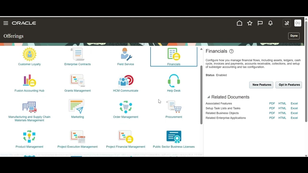 Oracle Fusion | Configure Offerings and Implementation Project