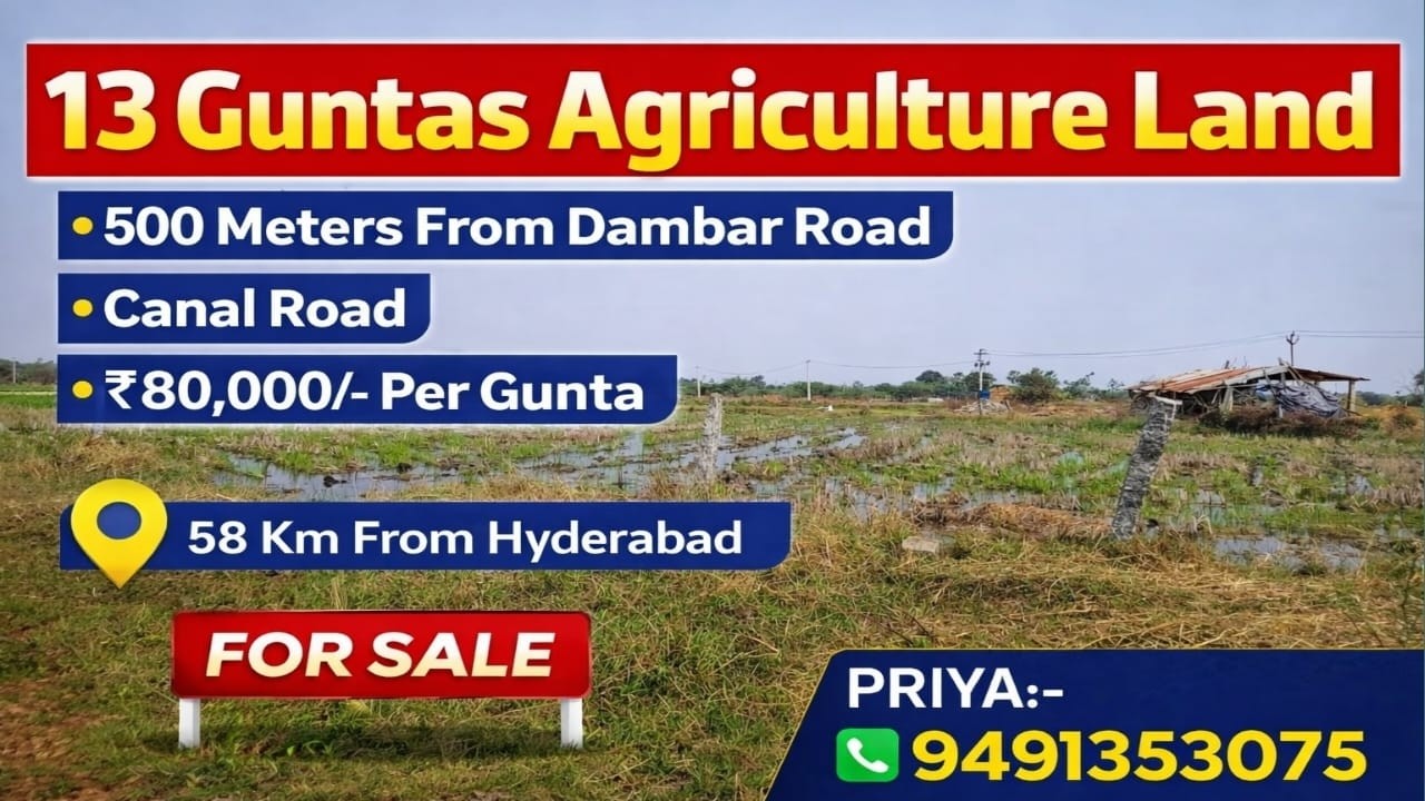 Agriculture land for sale || Canal road BIT || 13 Guntas || 80,000/- per Gunta || #youtube