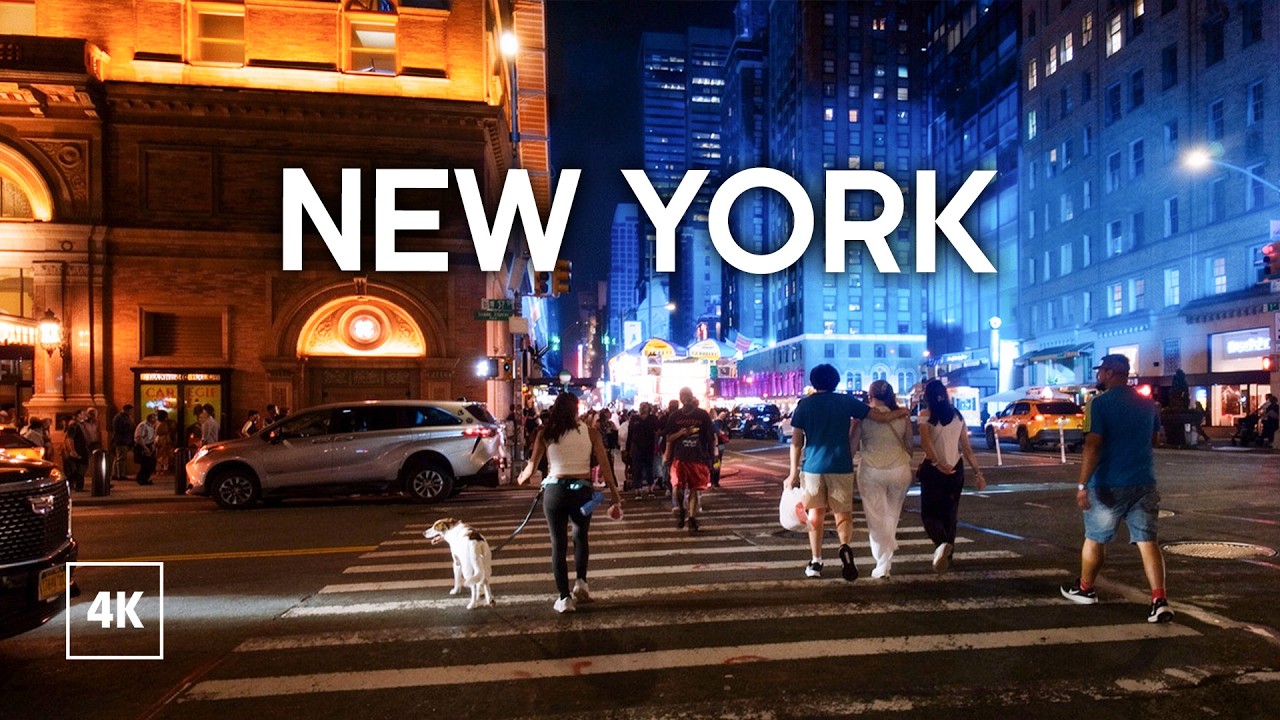 Walking in New York at Night / Explore Midtown Manhattan / NYC Walking Tour 4K