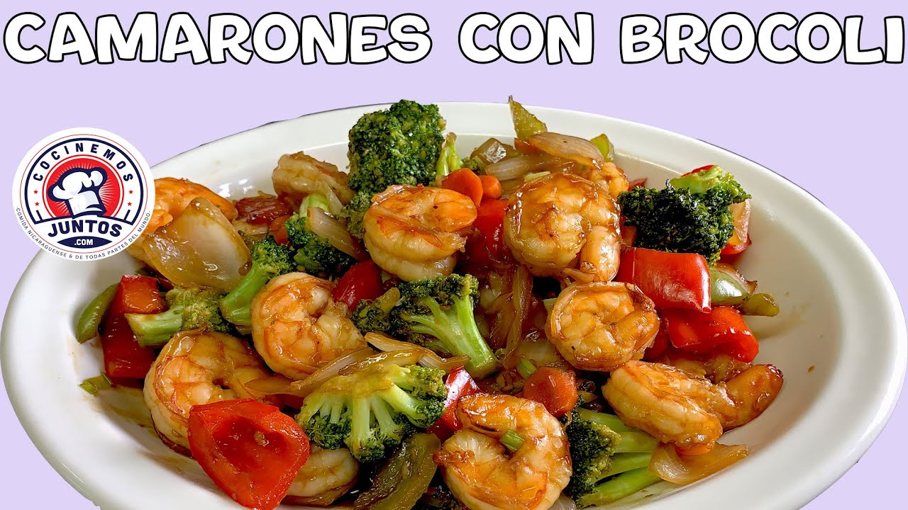 Camarones con brocoli. Rica Comida China