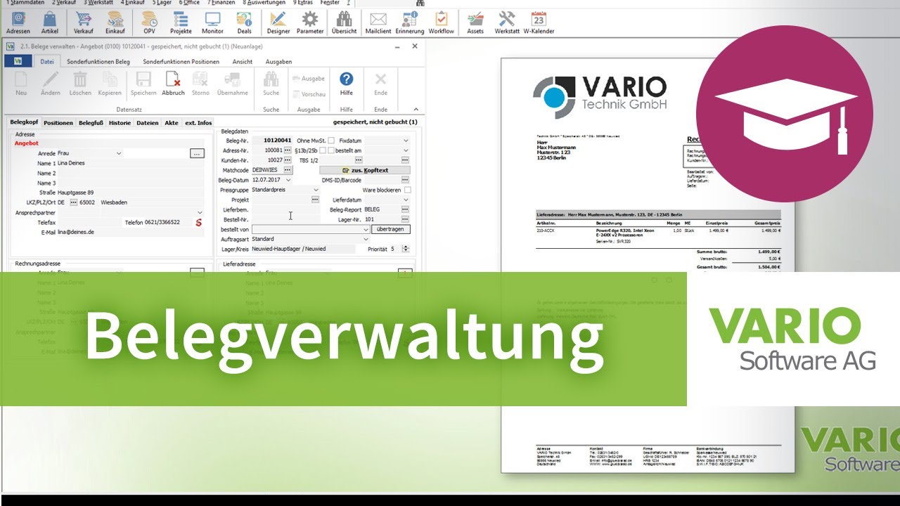 Verkauf: Rechnungen, Angebote & Co. in der VARIO 8 Warenwirtschaft verwalten | Tutorial