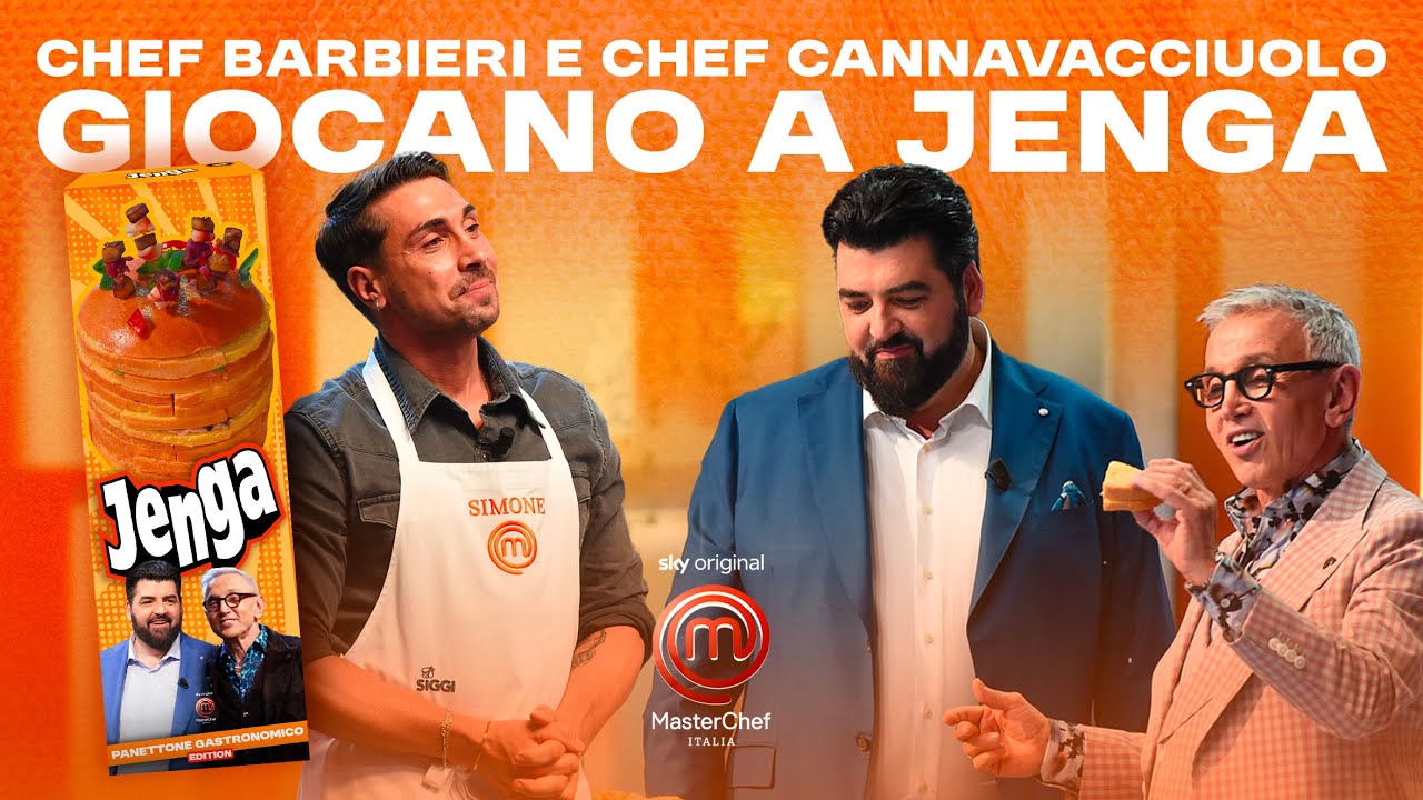 Chef Barbieri e Chef Cannavacciuolo giocano a Jenga con il panettone di Simone | MasterChef Italia