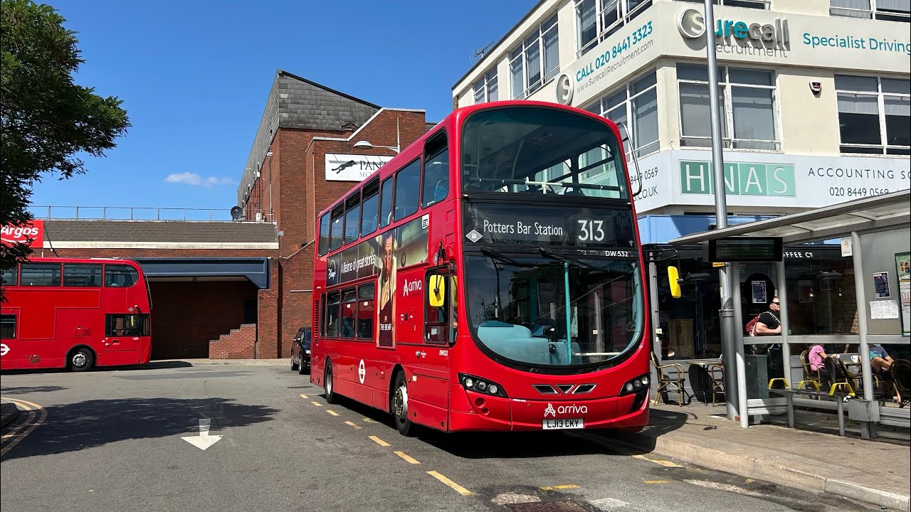FULL ROUTE VISUAL|Arriva London Route 313|Chingford Station - Potters Bar Station|DW532(LJ13 CKY)