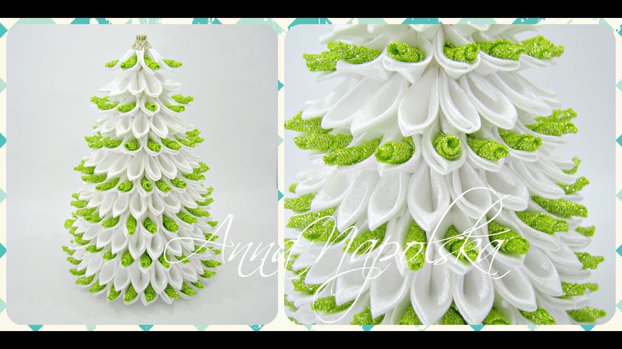 Новорічна ялинка канзаши. Новогодняя елка своими руками. Christmas tree kanzashi