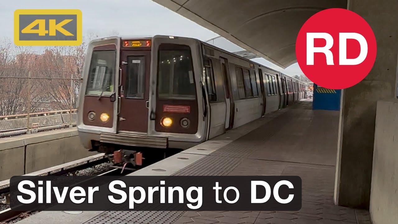 Riding WMATA Metrorail Red Line, Silver Spring to Downtown Washington DC, 4K Train Ride #metrorail