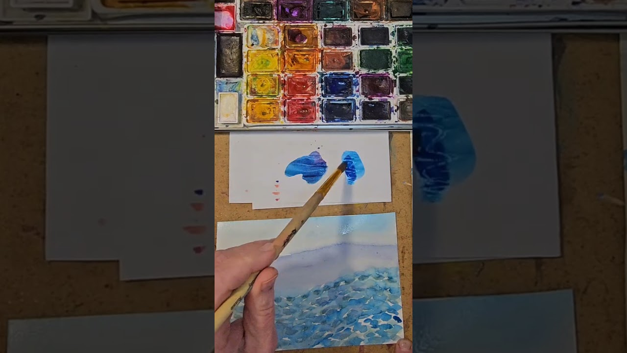Маленький #пейзаж морской #акварель #начинающим #watercolor #aquarelle #stepbystep #tutorial #sea 