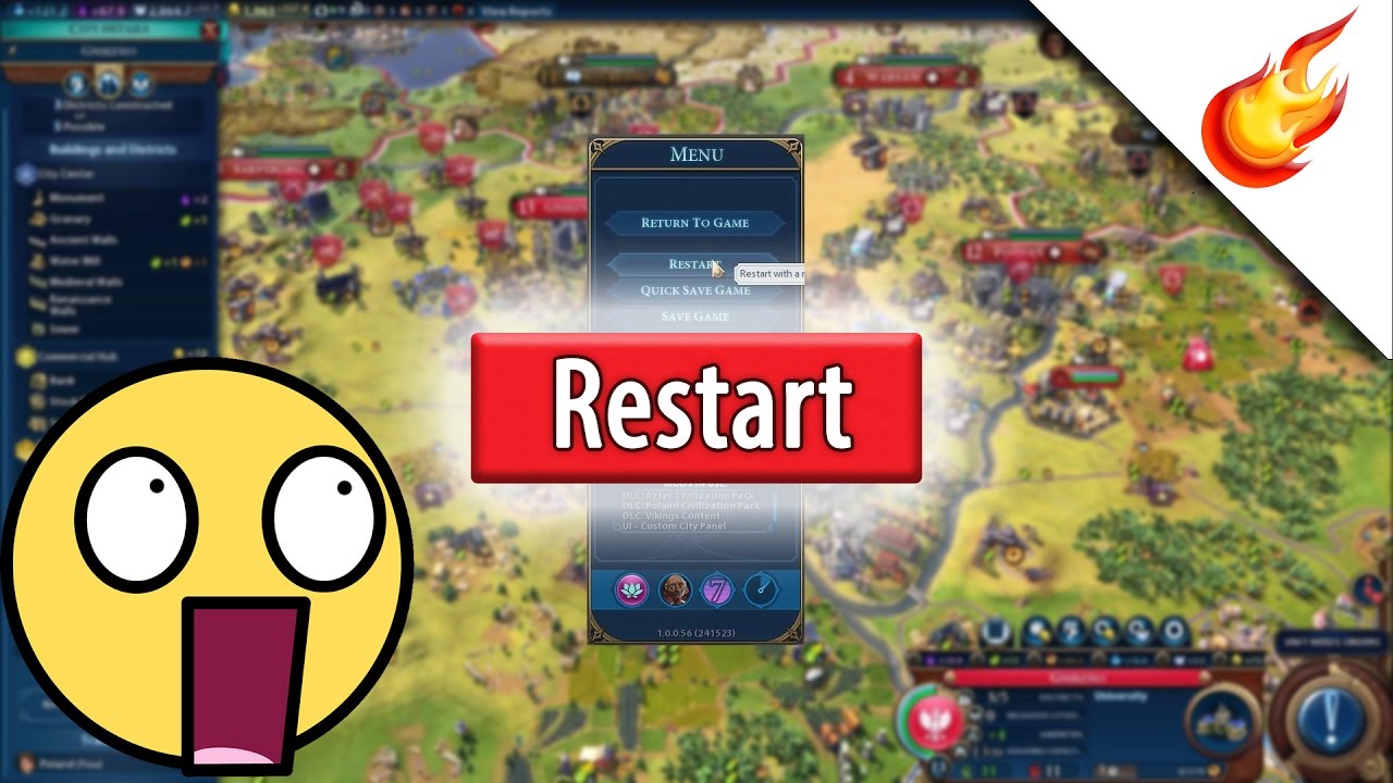 RestartButton - A CIVILIZATION VI Mod That Adds a Restart Button