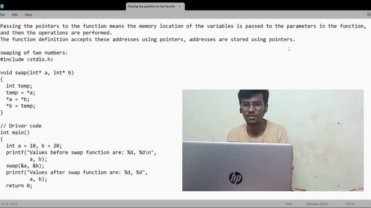 passing pointers as an argument to function