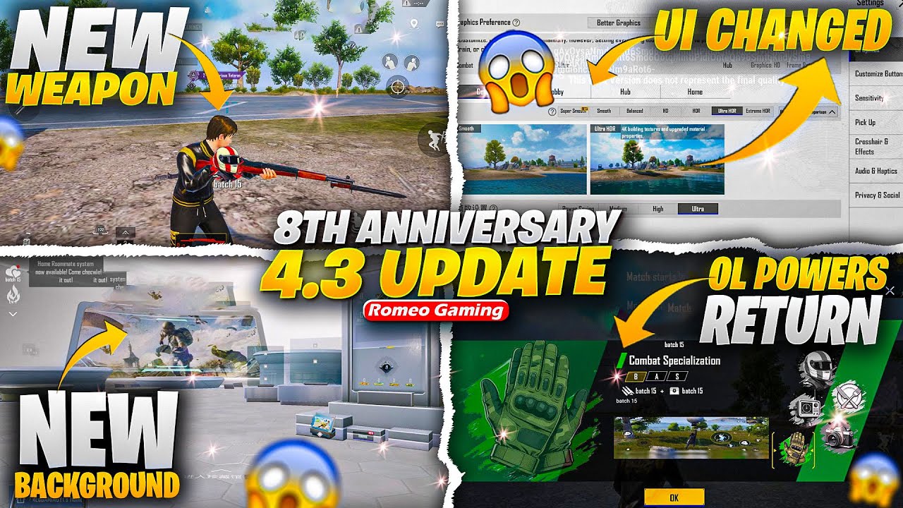PUBG Mobile 8th Anniversary | 4.3 Update Is Here | New UI & Background | Old Powers Return  