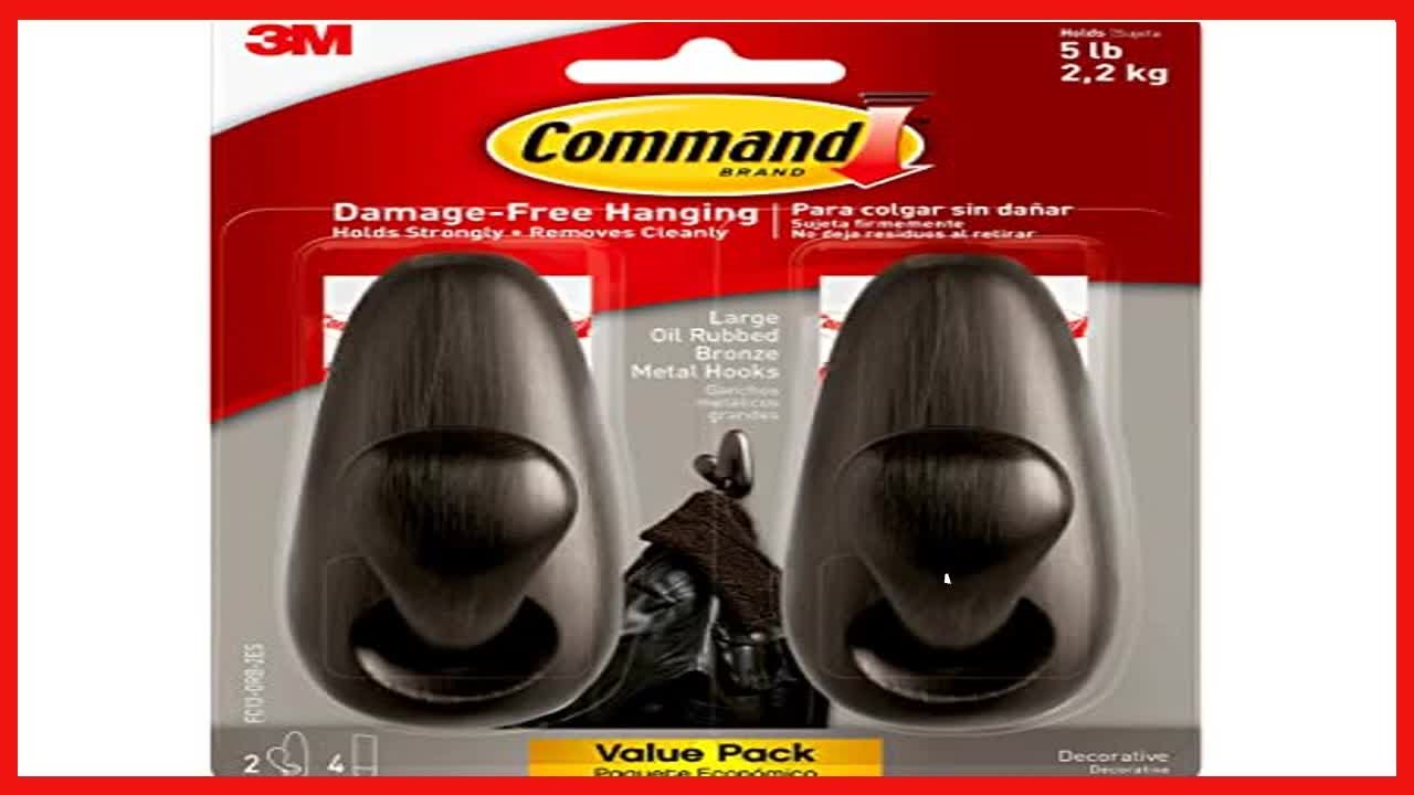 Command Forever Classic Large Metal Wall Hooks, Damage Free Hanging Wall Hooks with Adhesive Strips