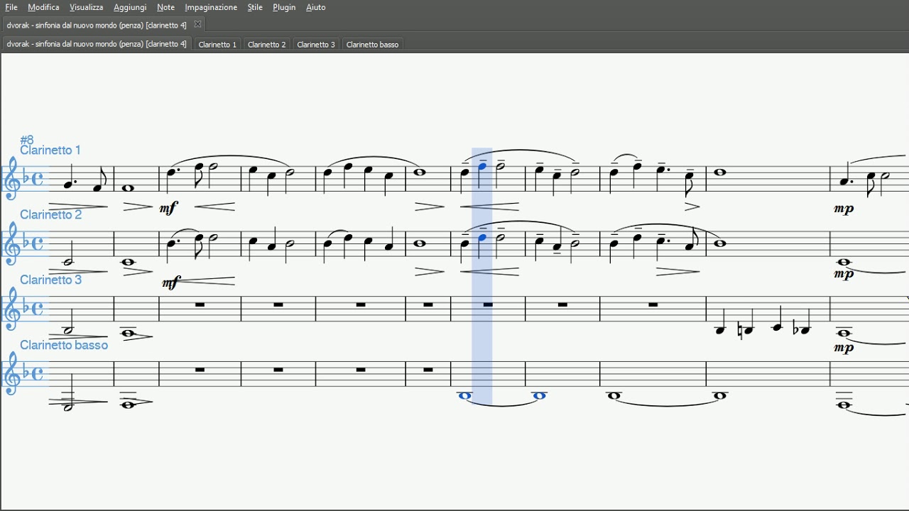 Dvorak - Sinfonia Dal Nuovo Mondo | Spartito gratis per quartetto di Clarinetti