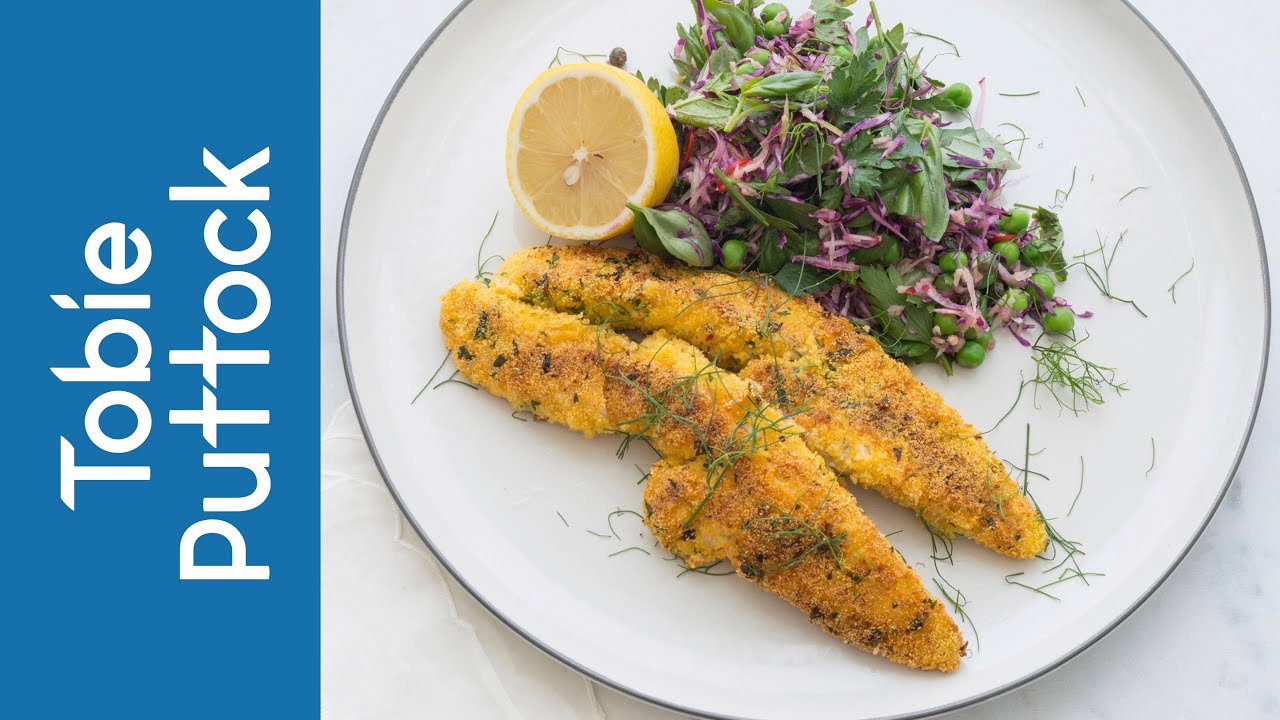 Polenta Crusted Flatehead Fillets and a Super Quick Italian Coleslaw