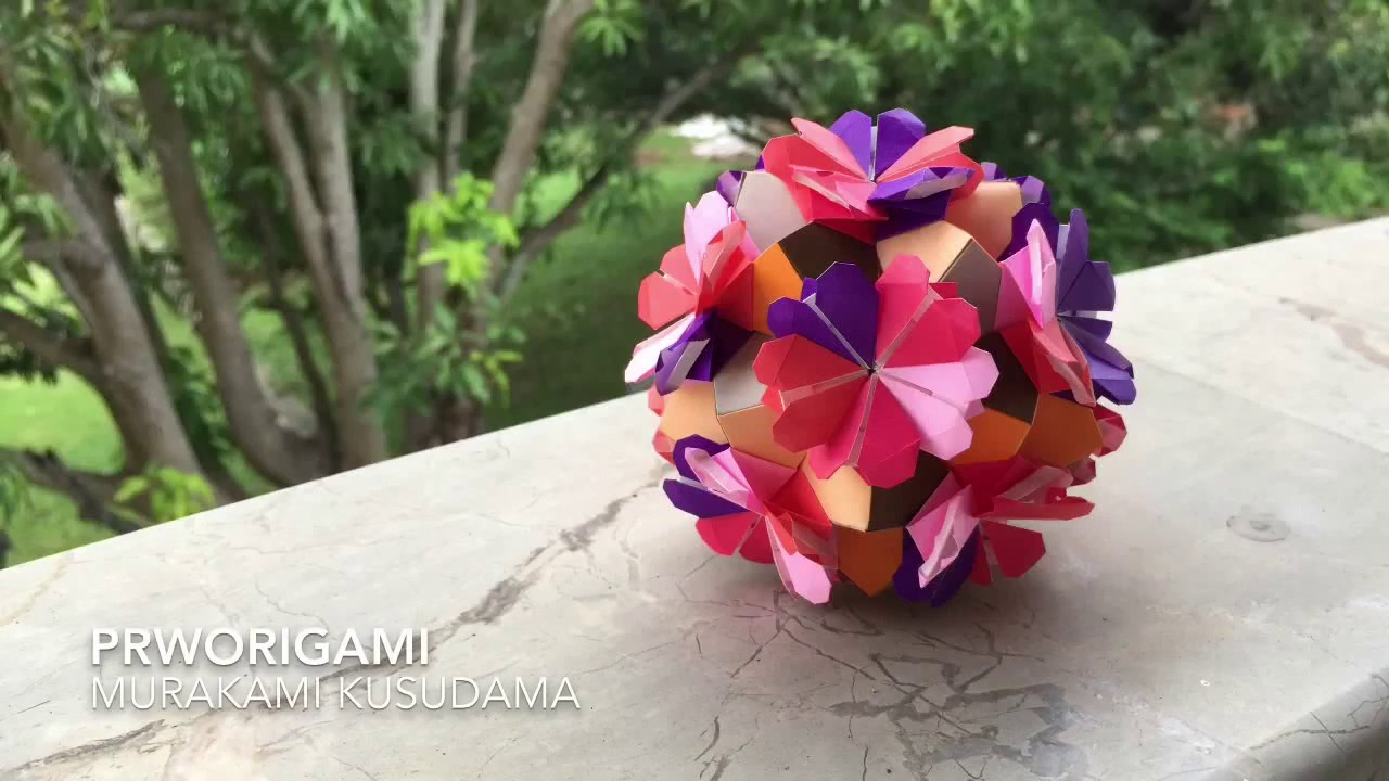 Murakami Kusudama - PrwOrigami Folding Tutorial 【くす玉・折り紙】