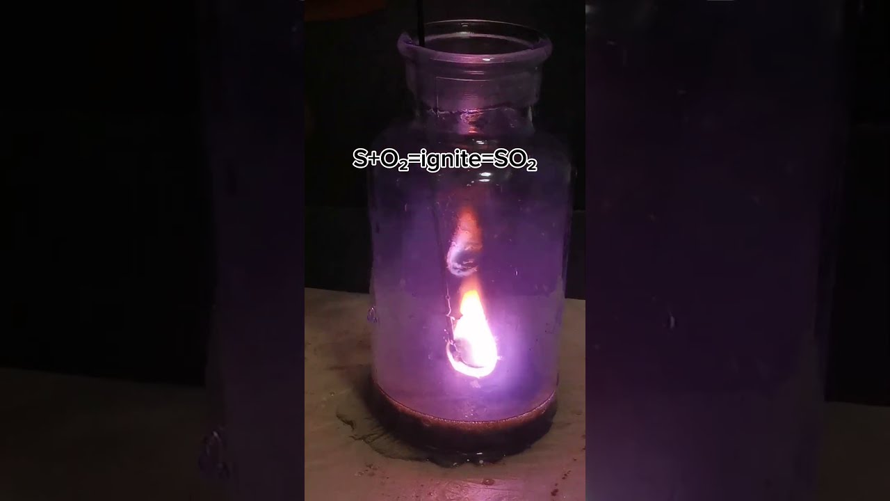 Burning sulfur in pure oxygen #experiment