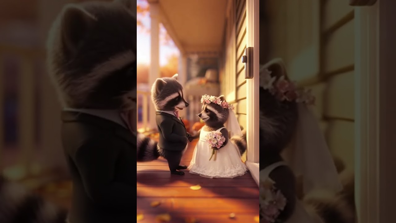 Raccoon Groom Slips at His Own Wedding 😂💍