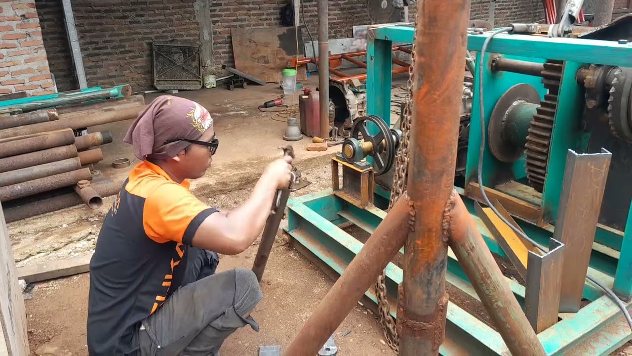 tutorial membuat tripot tali baja seling biar awet dan mudah menaikan tiang bor @mang acun bor👌👌🙏🙏