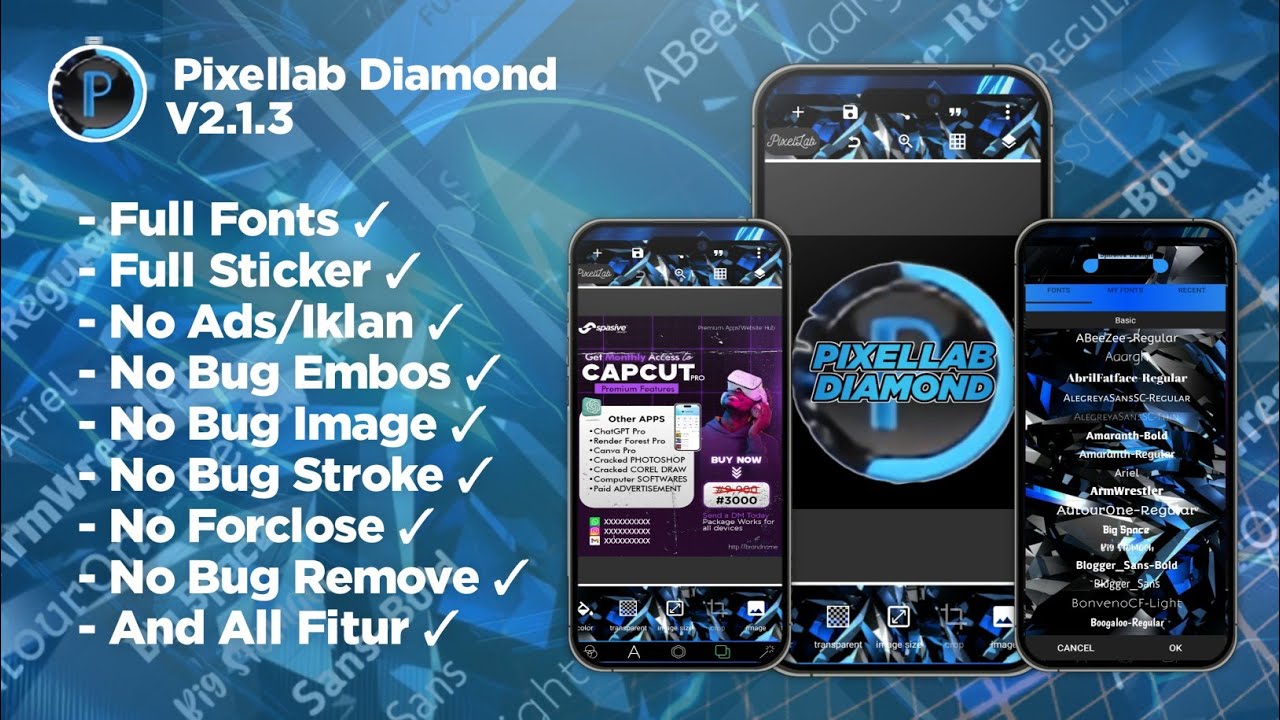 PixelLab Mod Diamond v2.1.3 | Full Fonts, No Ads, Premium Stickers & Bug-Free Emboss